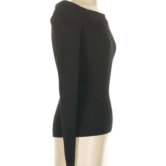 NWT Studio By The Workshop Black Off Shoulder Soft Wool Blend Sweater NEW S Rib - Picture 7 of 16